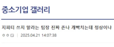 지피티 쓰지말라는 팀장 ㅋㅋㅋㅋㅋㅋ